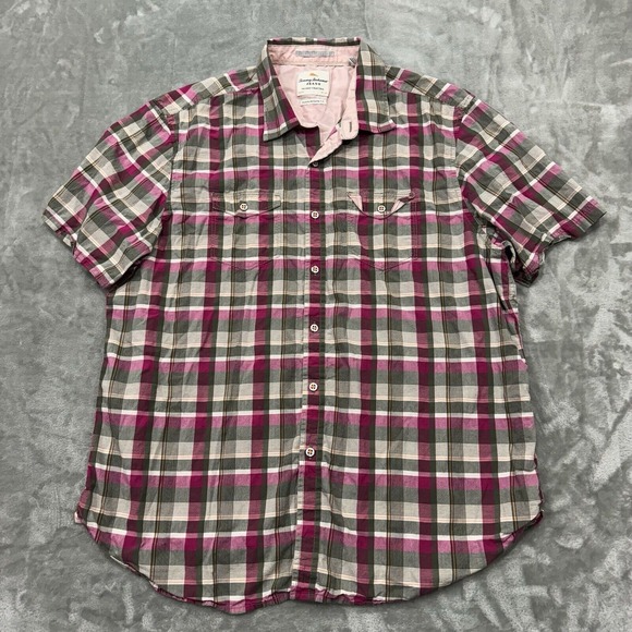 Tommy Bahama Other - Tommy Bahama Shirt Mens XL Pink Plaid Short Sleeve Button Island‎ Modern Fit